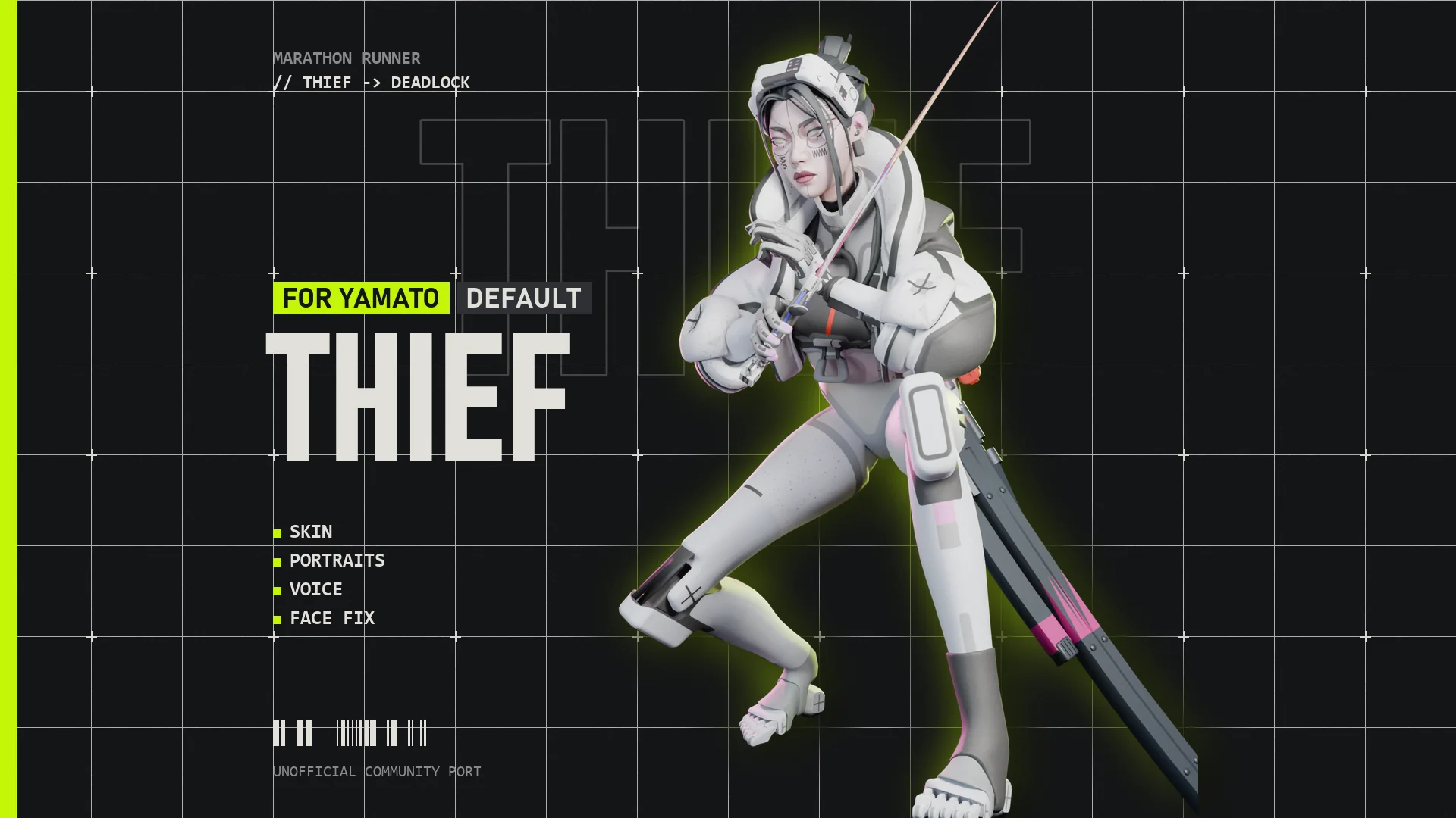 Thief from Marathon, posed as a Deadlock skin for Yamato