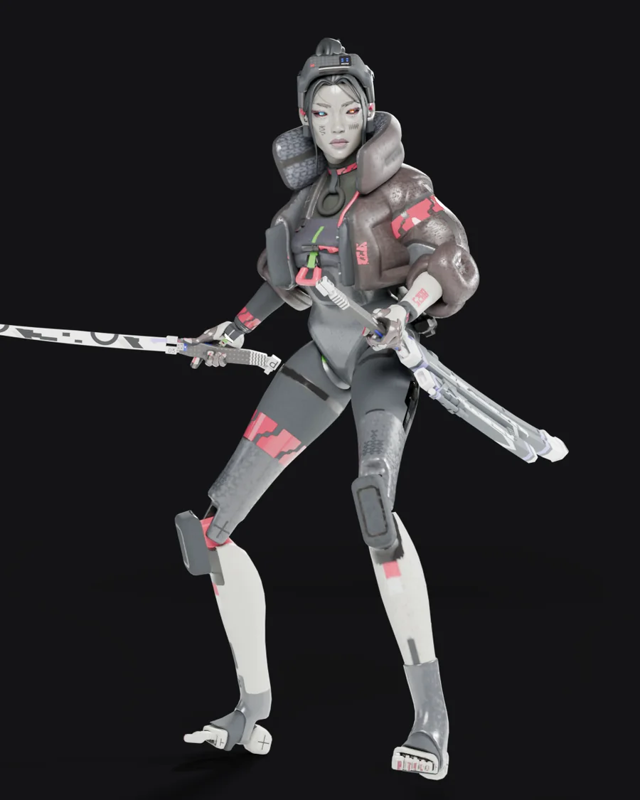 Thief in the Vox Nocturna look, holding her katana