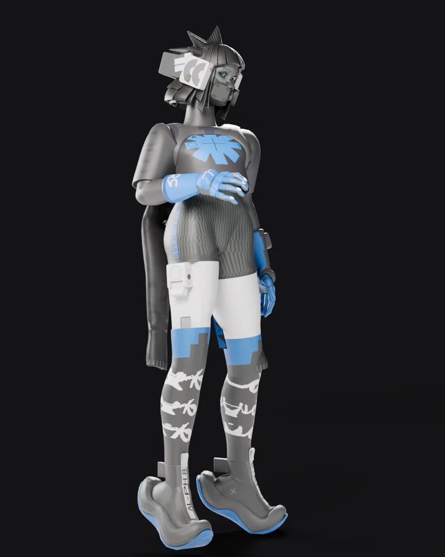 Vandal in the Null Tempest look, holding her katana