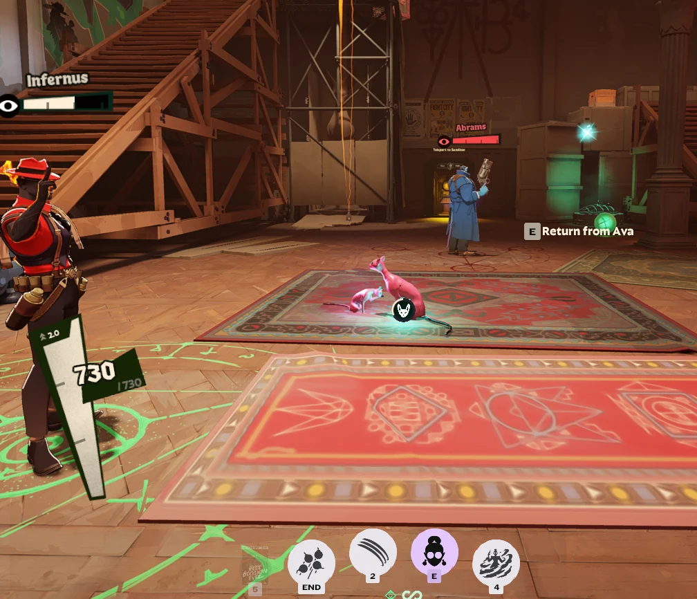 Bingus the pink android cat in the hideout, in place of Ava
